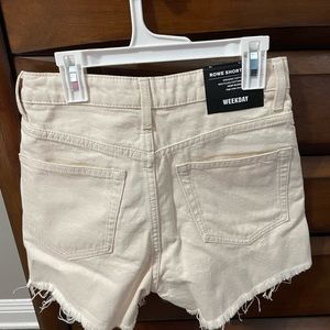 Cream Denim Shorts